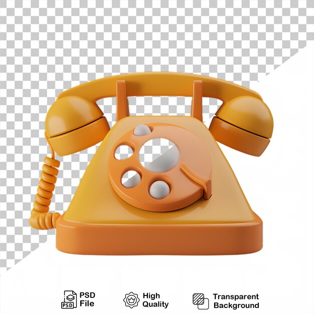 PSD un téléphone 3d rétro de style dessin animé isolé sur un fond transparent