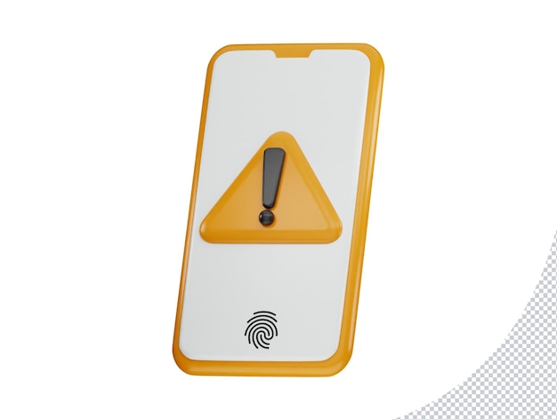 Téléphone avec icône d'avertissement illustration vectorielle de rendu 3d