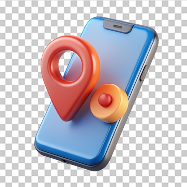 Téléphone portable 3D avec épingle de localisation Concept de navigation de voyage et technologie de barre de recherche Internet Pointeur de navigateur GPS Trouver l'emplacement À la mode et modéré