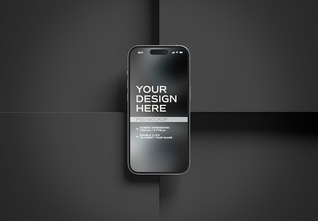 Téléphone portable sur écran carré noir Mockup