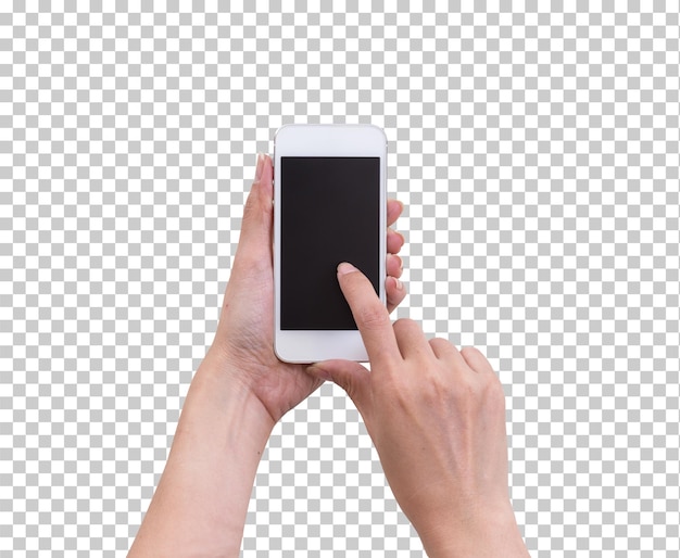 Le téléphone portable est isolé à la main.