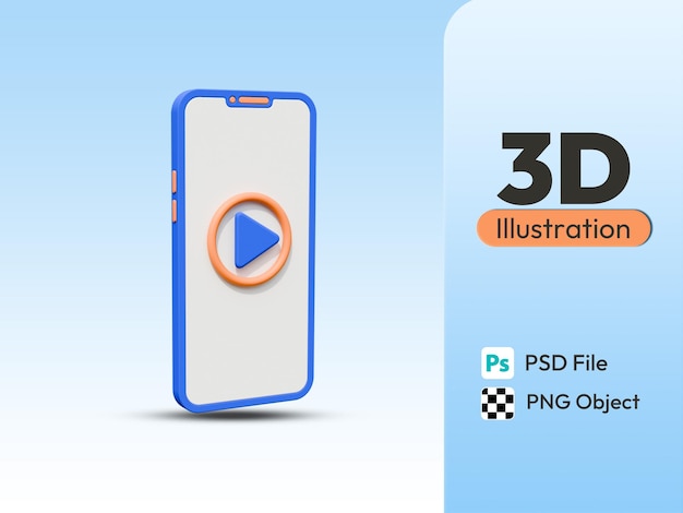 Téléphone portable psd 3d avec icône de musique youtube avec fond transparent