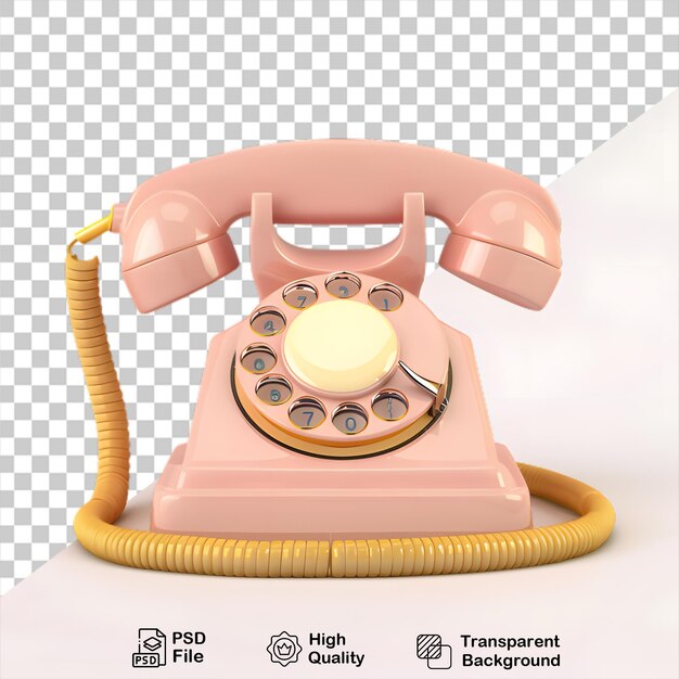 PSD un téléphone vintage en 3d, dans le style des dessins animés, isolé sur un fond transparent.