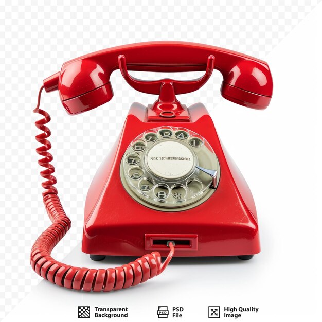 PSD téléphone vintage rouge sur un fond blanc isolé