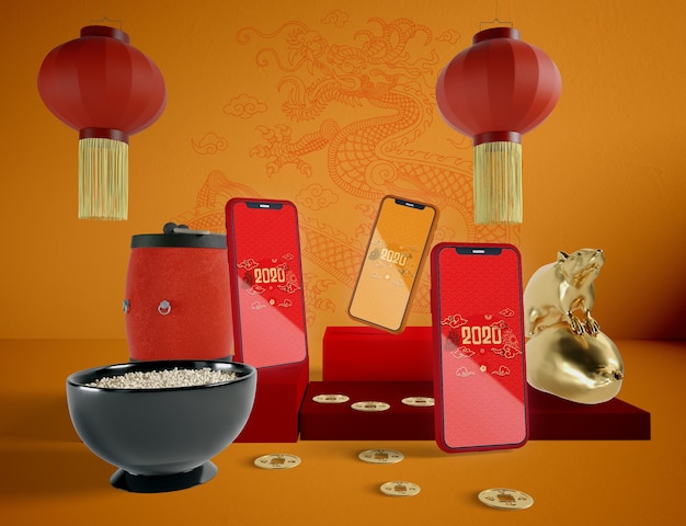 Téléphones Maquette Pour La Veille Du Nouvel An Chinois