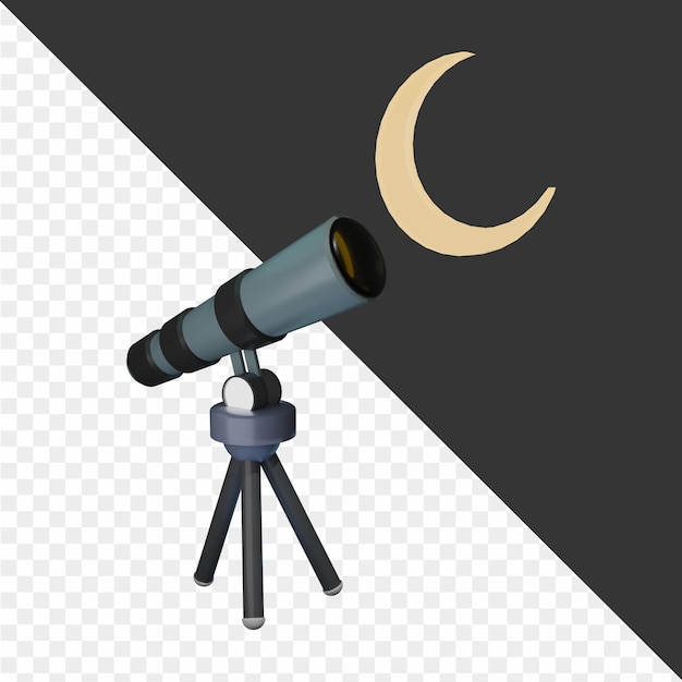un télescope avec un croissant de lune dessus