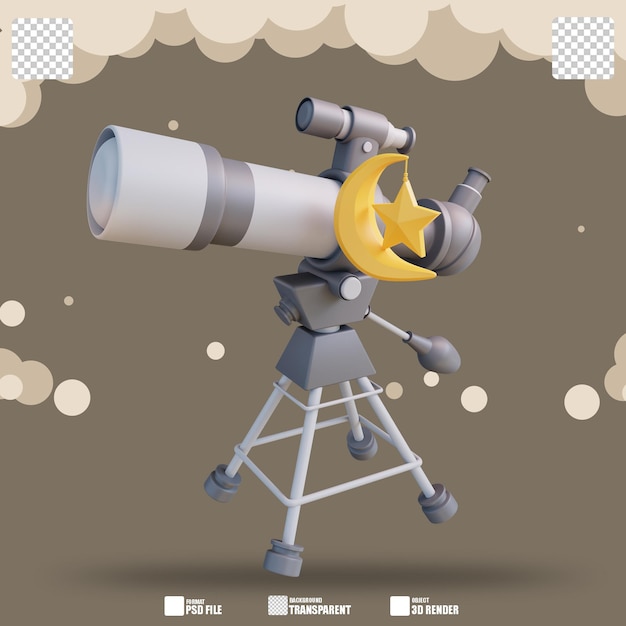 PSD télescope d'illustration 3d 3