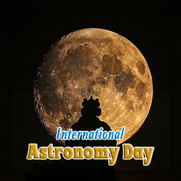 PSD télescope de la journée internationale de l'astronomie observant le ciel et l'étoile filante en arrière-plan