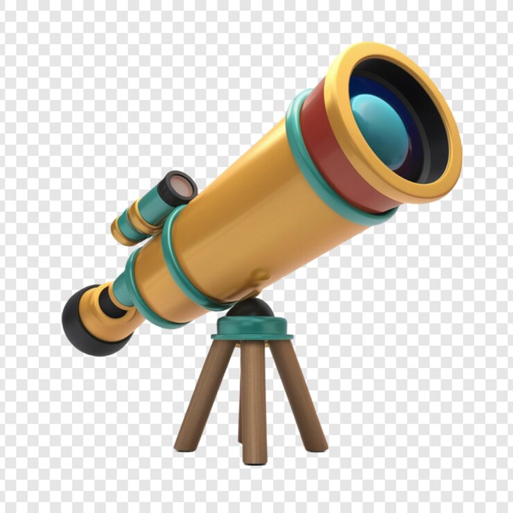 PSD telescopio 3d aislado sobre un fondo transparente