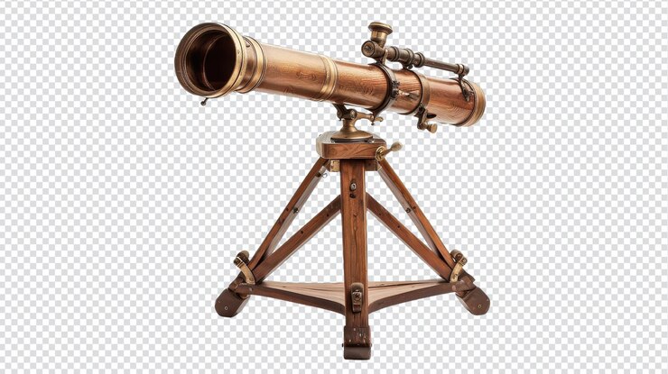 PSD telescopio de alta calidad en trípode aislado sobre un fondo blanco para uso educativo y científico