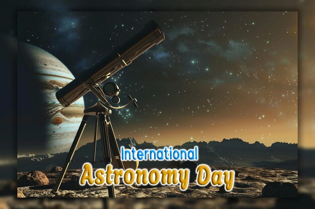 PSD telescopio del día internacional de la astronomía observando el cielo y el fondo de las estrellas cadentes