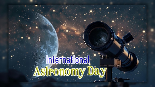 PSD telescopio del día internacional de la astronomía observando el cielo y el fondo de las estrellas cadentes