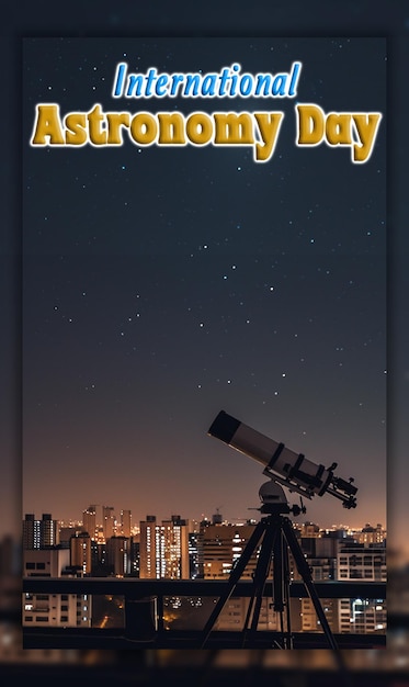 PSD telescopio del día internacional de la astronomía observando el cielo y el fondo de las estrellas cadentes