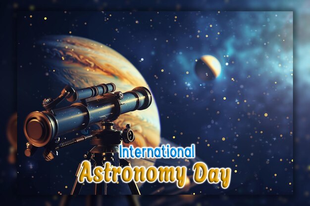 PSD telescopio del día internacional de la astronomía observando el cielo y el fondo de las estrellas cadentes