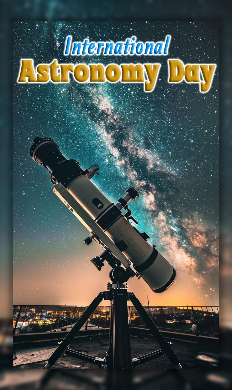 PSD telescopio del día internacional de la astronomía observando el cielo y el fondo de las estrellas cadentes
