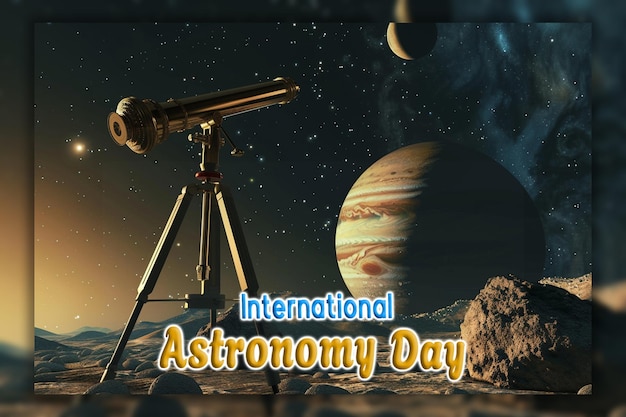 PSD telescopio del día internacional de la astronomía observando el cielo y el fondo de las estrellas cadentes