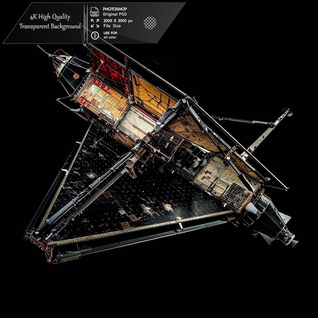 Un telescopio espacial diseñado para la observación del espacio profundo en un fondo transparente