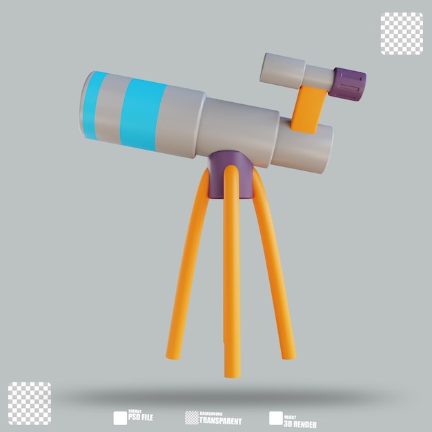 PSD telescopio de ilustración 3d