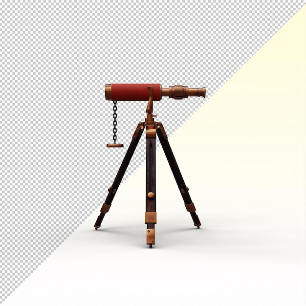 telescopio rojo sobre trípode aislado