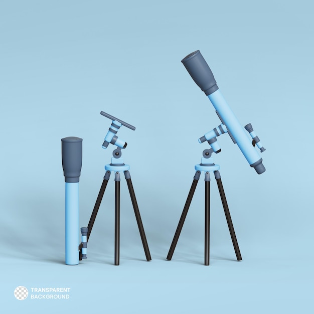 Teleskop-Symbol isolierte 3D-Darstellung