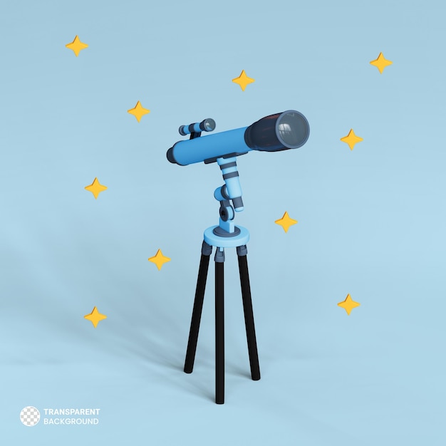 Teleskop-Symbol isolierte 3D-Darstellung