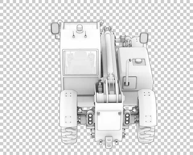 Teleskoplader auf transparentem hintergrund 3d-darstellung