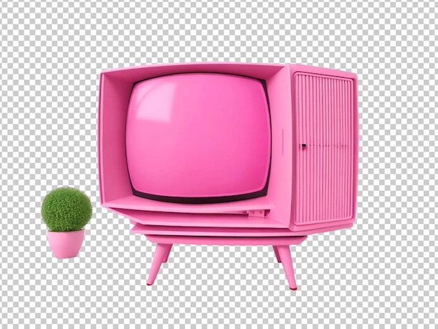 Televisão retro rosa 3d