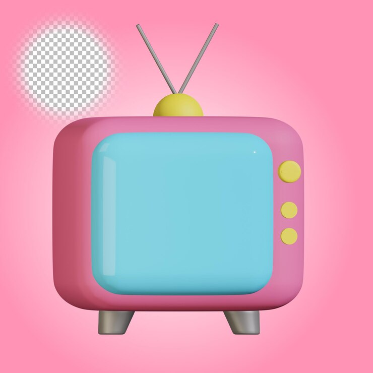 televisão rosa vintage bonito 3d renderizar fundo alfa