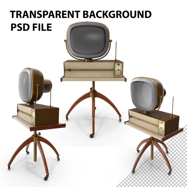 PSD televisión antigua de los años 50 con soporte png
