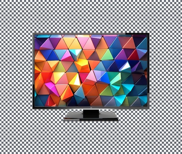 PSD télévision led avec papier peint coloré isolé sur un fond transparent