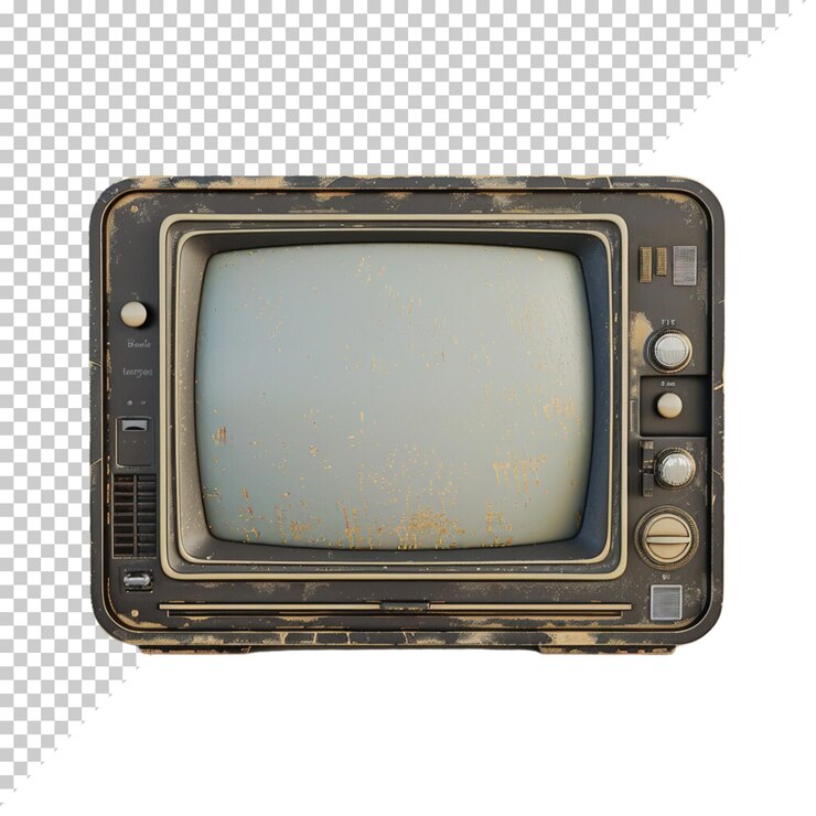 PSD televisión vintage viejo fotorrealista tv crt día de televisión en el fondo aislado