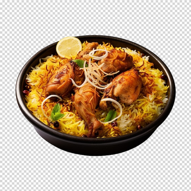 Teller mit Huhn und Reis oder Biryani