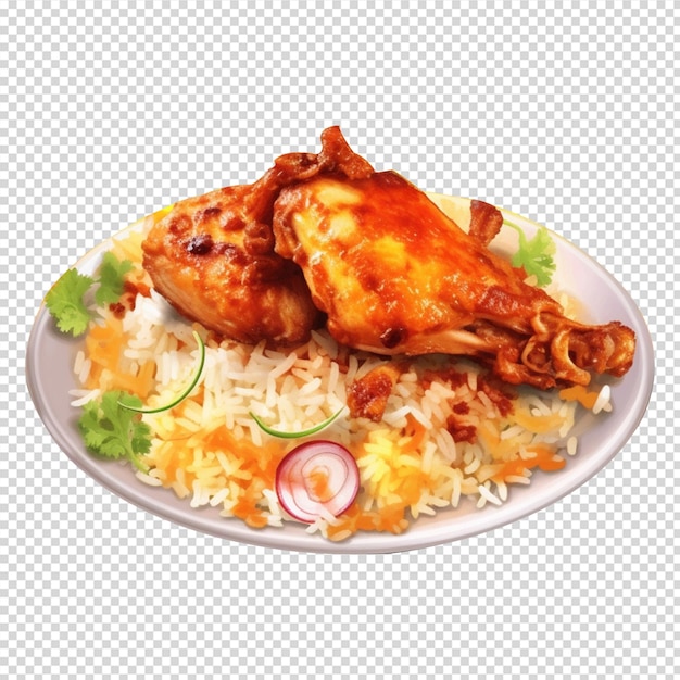 Teller mit Huhn und Reis oder Biryani