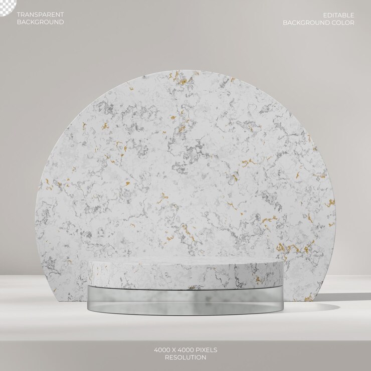 PSD telón de fondo cilíndrico renderizado en 3d fondo transparente de mármol blanco con textura podio en cuadrado