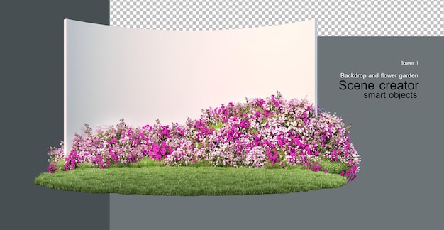 El telón de fondo decorado con jardines de flores