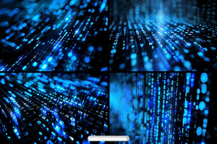 PSD telón de fondo digital que muestra patrones de datos binarios azules abstractos para proyectos creativos