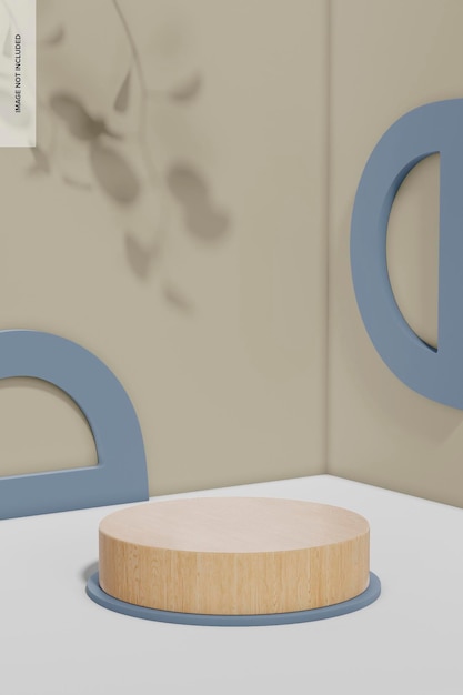 Telón de fondo de medio círculo de madera con maqueta de podio