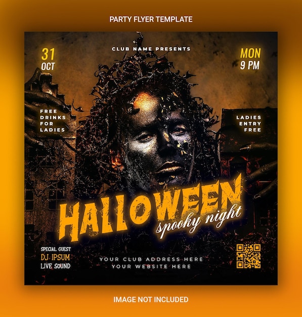 PSD tema de festa noite assustadora de halloween