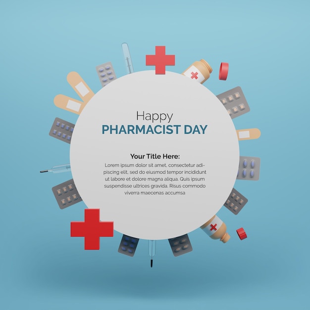 Tema de renderização 3D do Dia Mundial dos Farmacêuticos