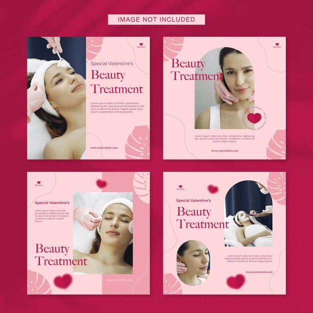 tema del modello di social media di san valentino con trattamento di bellezza