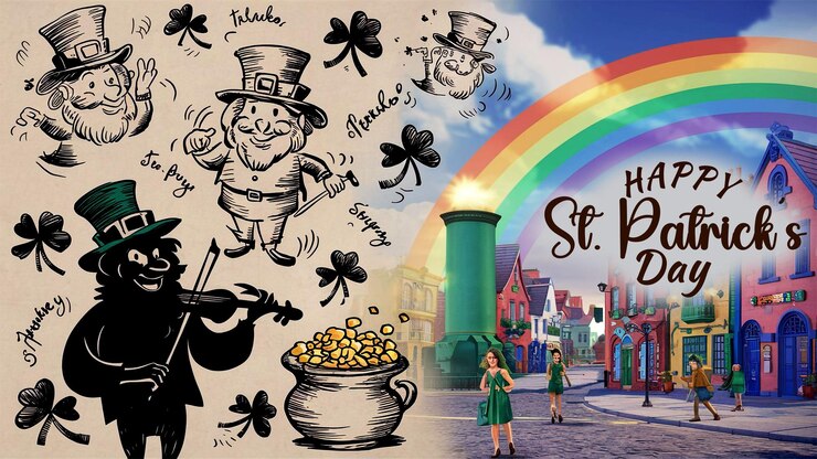 PSD tema de dibujo a mano para la ilustración del día de san patricio