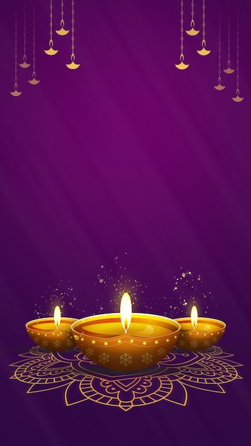 Tema feliz de Diwali Instagram post fundo de diwali vertical