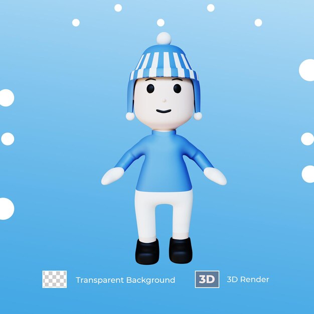 Tema de invierno de personaje de renderizado 3d