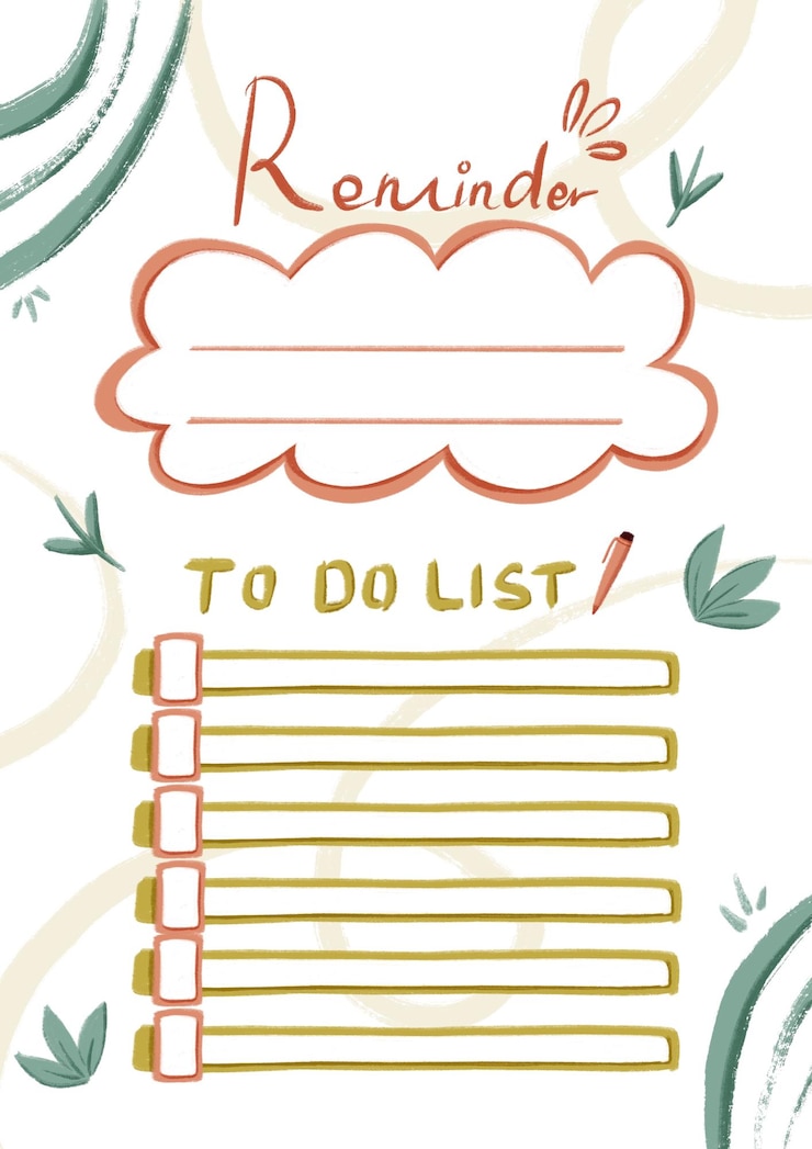 PSD el tema de verano de green blank todolist dibujado a mano
