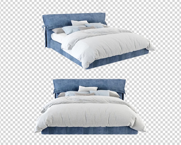 Tempat tidur modern minimal dalam rendering 3D terisolasi