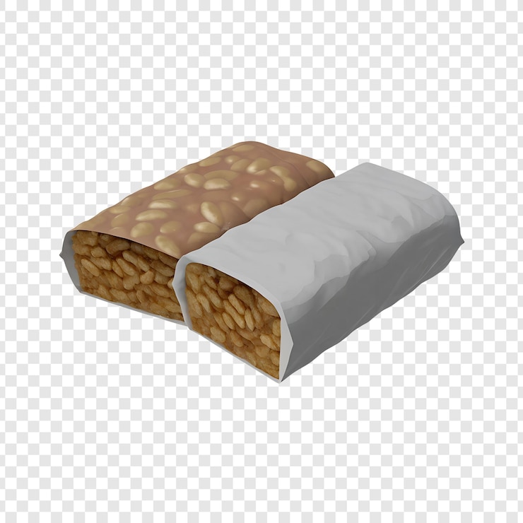 PSD tempeh wrapped in paper on a transparent background