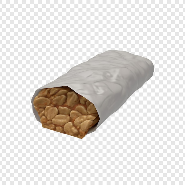 Tempeh wrapped in paper on a transparent background