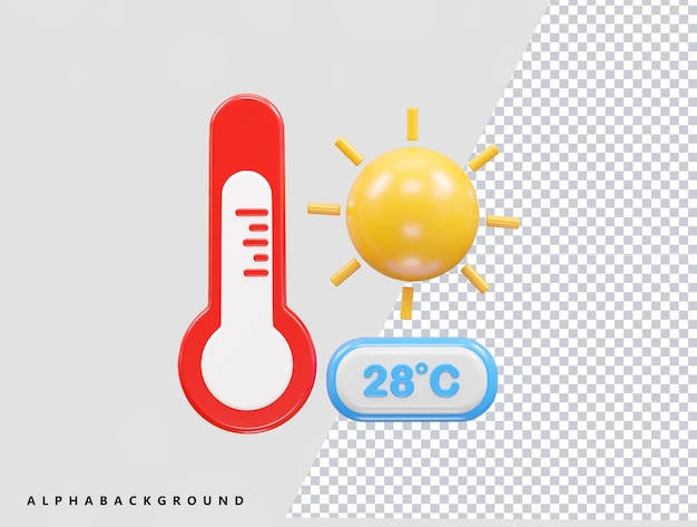 una temperatura roja y amarilla y una pegatina roja y azul