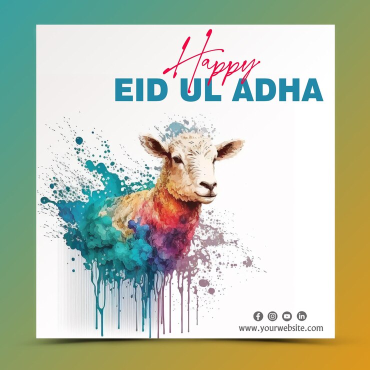 PSD templat banner media sosial festival islami idul adha mubarak desain cat air