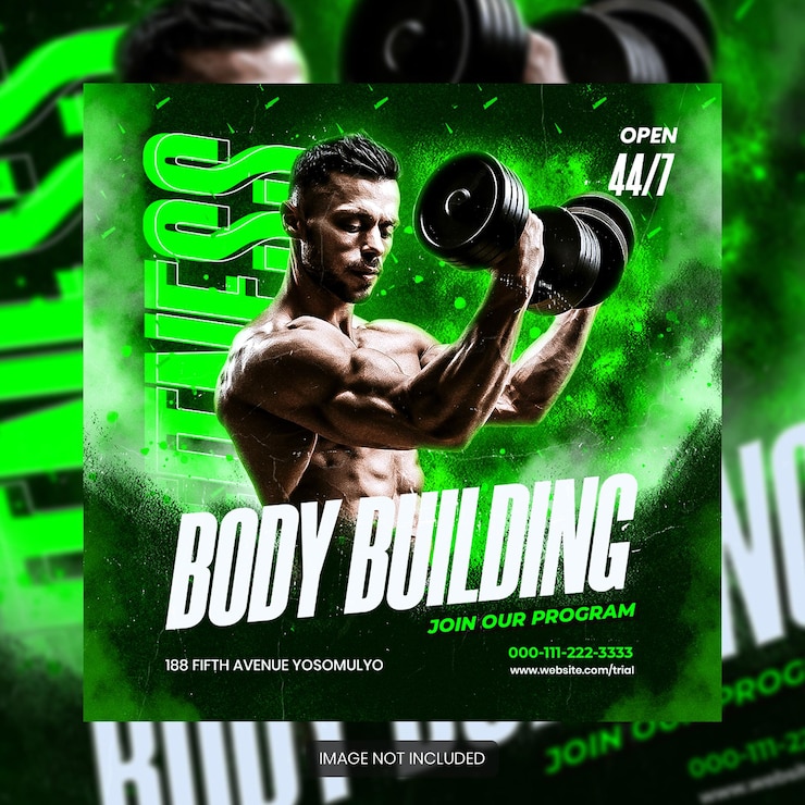 PSD templat banner media sosial gym dan kebugaran